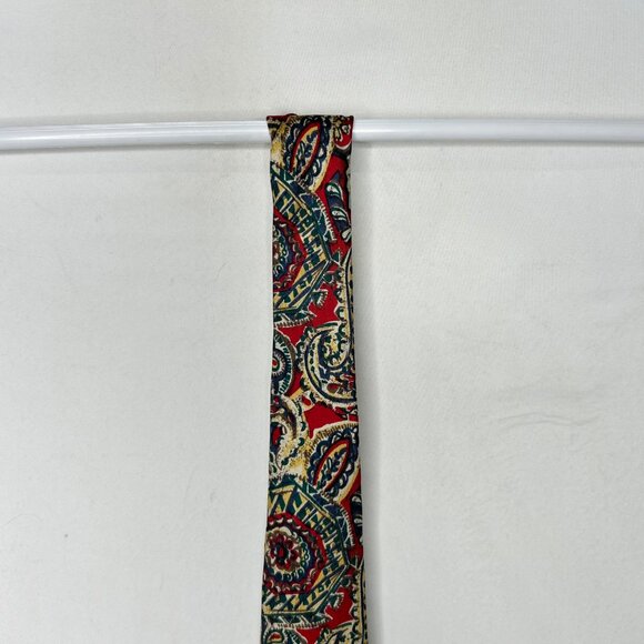 Silk Accents Men’s Neck Tie 4” Maroon Blue Beige Paisley 100% Silk Necktie USA - Picture 4 of 10